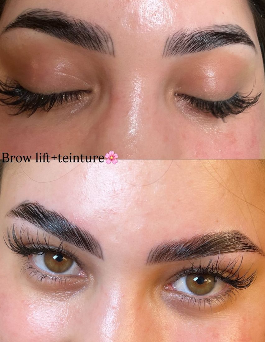 Brow Lift teinture avant après - Lashes by Ed