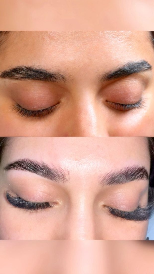 Cils et sourcils avant après